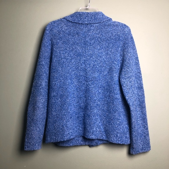 Blue Boucle Knit Cardigan Sweater by Sag Harbor - Picture 2 of 5